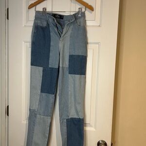 Hollister Ultra High Rise Mom Jean Vintage Stretch Patchwork Denim Jeans